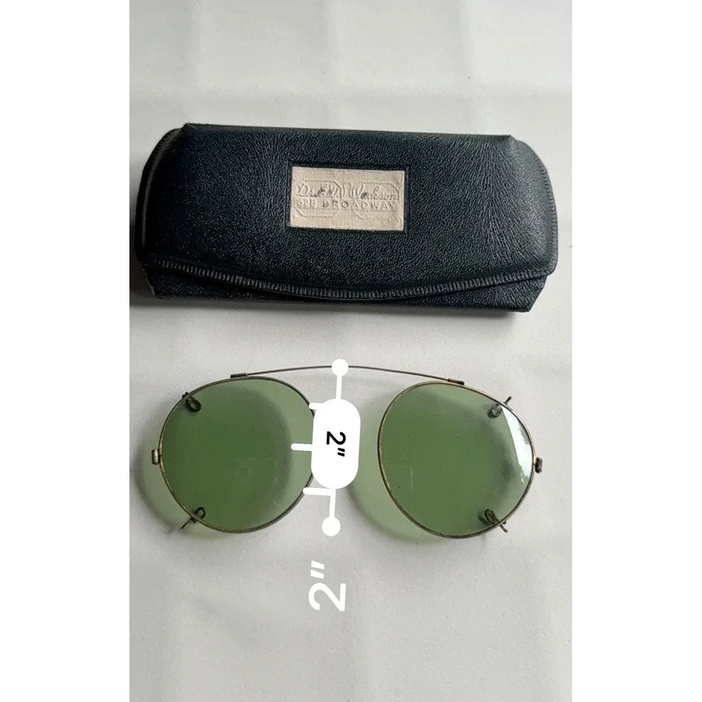 Unbranded Clip On Sunglasses Green Good Vintage Round Gold Filled ‎ Wire Frame